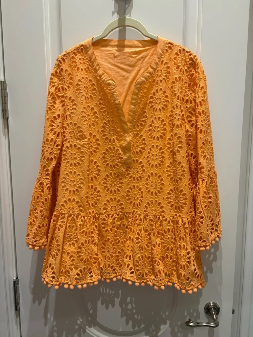 Lilly Pulitzer Orange Eyelet Pom-Peep Tunic - Picture 1 of 3